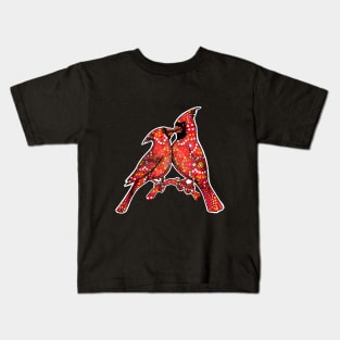 Red Cardinal birds mandala art Kids T-Shirt